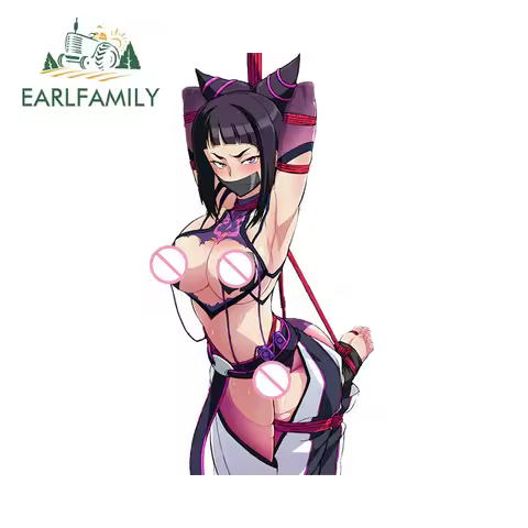 EARLFAMILY 13cm x 6.7cm Han Juri Fighter Car Accessories Bundle Breasts Bondage Rope Waifu Decal Cre