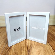 Double Photo Frame 4x6 5x7 6x6 6x8 White Stand-Up Gift Cute