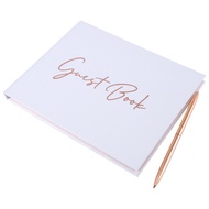 (GQWJ) Wedding Guest Book Hen Party Guest Book Paper+Metal for Guests to Sign,Baby Shower Sign in Gu