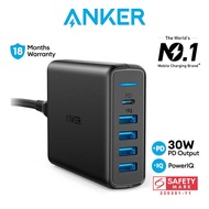 Anker Charger PowerPort 1 PD &amp; 4 USB Charger SG 3 Pin USB C Charger iPhone Charger Travel Adapter Multi Plug A2056