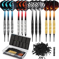 12 Pack Soft Tip Darts Set - Darts Plastic Tip 17g -Dart Flights in 4 Colors with a Dart Storage Cas