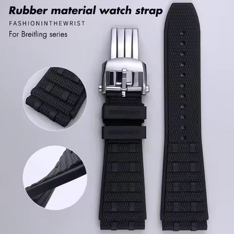 22mm 24mm High Quality Rubber Silicone Watchband Fit for Breitling CHRONOMAT B01 Black Blue Brown Sp