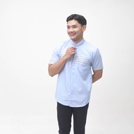 BAPIN Baju Koko Pria Lengan Pendek Syams Baby Blue - Baju Koko Dewasa Motif
