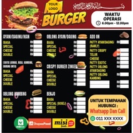 STIKER MENU BURGER / BACKGROUND HITAM MERAH / GRABFOOD / SHOPEEFOOD / MISI / BURGER EXOTIC /HANTAR N