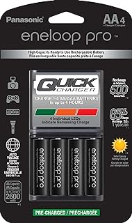 eneloop Panasonic K-KJ55KHC4BA Advanced 4 Hour Quick Battery Charger with 4AA pro High Capacity Rechargeable Batteries
