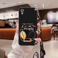 Casing iphone X case iphone XS iphone XR iphone XS MAX Lucky Cat Bracket Cross Body Strap Protector
