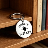 Irish Dublin Commemorative Keychain, with Irish National Flower Clover Classic Elements, Retro Badge