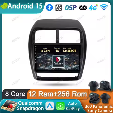 Car Radio Android 15 For Mitsubishi ASX 1 2016-2022 360 Camera Systems Viedo Player AI Voice Qualcom