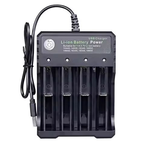 18650 Battery Charger Black 4 Slots 110V 220V For 18650 Charging 3.7-4.2V Rechargeable Lithium Batte