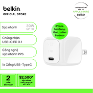 Củ sạc nhanh 30W Belkin USB-C PD PPS Cubic Wall Charger màu trắng