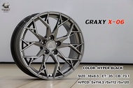 ล้อแม็ก ขอบ 18 กว้าง 8.5" ยี่ห้อ GRAXY รุ่น GRAXY-X06 ขนาด 18×8.5 J สี HYPER BLACK ET 35 CB 73.1