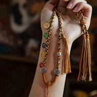 High-End Handmade Tibetan Style Doctor Card Necklace Braided Lanyard Meaning Peace Good Luck Jade Am