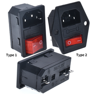 New Integral Red Light 10A250VAC Rocker Switch Power Rocker Fused IEC 320 C14 Inlet Socket 3pin Connector Plug With fixing holes