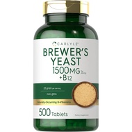 Carlyle Brewers Yeast Tablets with Vitamin B12 | 500 Count | 1500mg | Non-GMO & Gluten Free