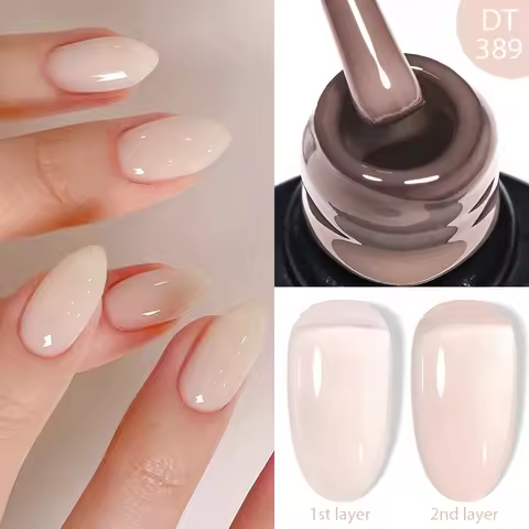 MEET ACROSS 7ml Jelly Nude Quick Extension Gel Nail Polish 3 In 1 Finger Prolong Long Lasting Constr