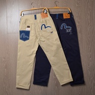 EVISU 2024 Autumn New Style Street Wear God of Fortune Seagull Embroidery Contrast Color Pocket Casu