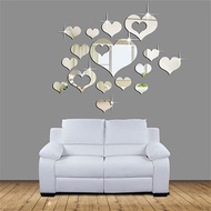 Big sales 15 Pcs 3d Love Heart Acrylic 3d Mirror Wall Sticker Home Living Room Background Diy Mural