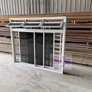 SKS 2in1 White Undercoated Window Grille Black 1750mm(W) x 1525mm(H) Slide Aluminium Tingkap Hitam 1