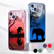 Elephant Tempered Glass Phone Case For IPhone 15 14 13 12 11 Pro XS Max Plus Mini X XR 8 7 6s SE2/3 