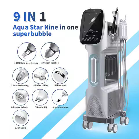 Best Selling 9 In 1 Super CO2 Bubble 6 Facial Skin Care Portable Facial Care Machine Facial Lifting 