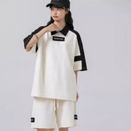 全城熱賣 - Polo領短袖短褲兩件套【杏色】【S-XXXL碼】（下單後請聯絡客服確認發貨尺碼）