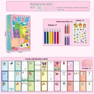 [QrhYK-t] 35Pcs Squeegee Art Kids Paint Kit, DIY Material Magic Reveal Rainbow Scratch Art new