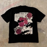 2026 Rose Letter Printing 230G Heavy Cotton Short-Sleeved T-Shirt Men Summer Loose American Retro St