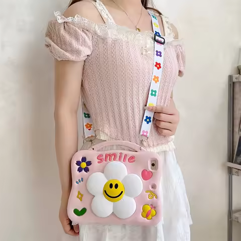 For IPad 9 8 7th Generation Air Mini 2 3 4 5 6 10.9 Pro 11 A16 Tablet Case Pop Holder 3D Cartoon Smi