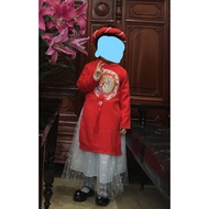 Red ao dai with skirt size 2-3 years old