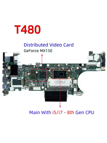 ET480 NM-B501 For Lenovo ThinkPad T480 Motherboard GPU MX150 With 8th Gen CPU i3 i5 i7 Notebook Lapt