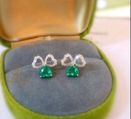 Emerald Earring💚✨！新品Sweet設計祖母綠耳釘！精揀2粒心型💚祖母綠，顏色晶體靚✨！主石total 95份，副鑽27份，18Ｋ金材質，GRC cert，超抵只售8380HKD💚✨！