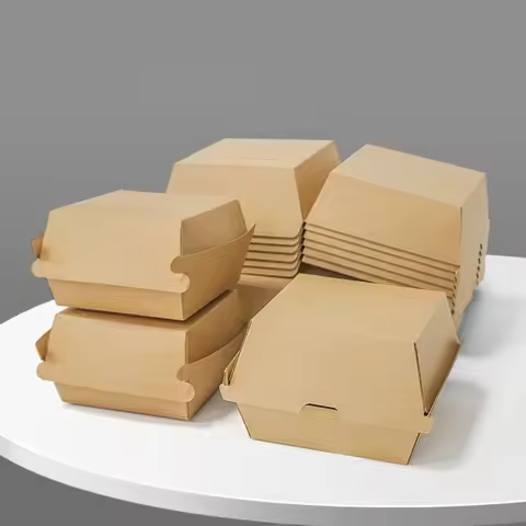 Wholesale Kraft Paper Fast-Food Burger Packaging Boxes Picnic Food Containers Fries Fried Chicken Bo