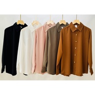 KEMEJA Basic smooth flowy classy soft cool shirt ld 124cm jumbo timeless work college kampun9an hem 