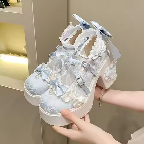 Women's Mary Jane Shoes Lolita style canvas JK style British school princess shoes autumn back-to-sc