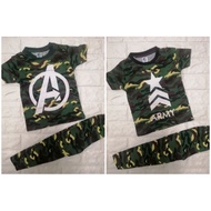 Set Baju Tidur Budak Lelaki Corak Askar Boys Cotton Army Pyjamas Set