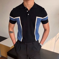 OKADY ผู้ชายแฟชั่นธุรกิจเสื้อโปโลปกปุ่มเย็บลายแขนสั้นผ้าฝ้ายคุณภาพสูง SLIM FIT T-Shirt