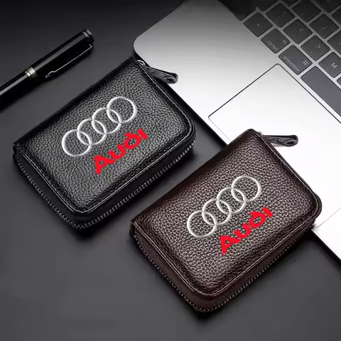 Leather Car Driver's License, ID Card, Bank Card Wallet Car Goods For Audi A8 A5 A6 C5 C6 C7 A7 A1 A