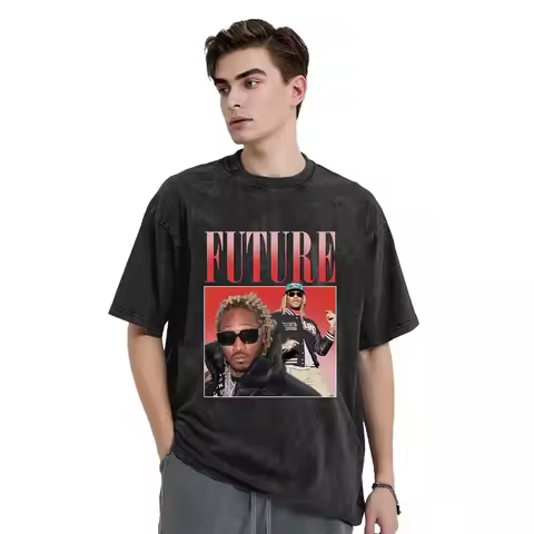 Future Rapper Graphic Print Black T-shirt Hip Hop Men Graphic T Shirt Women Harajuku Vintage 90s Tsh
