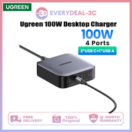 Ugrean 4-Port PD 100W 3 * Type C 1 * USB ที่ชาร์จความเร็วสูงอัจฉริยะเดสก์ท็อป Type-C แหล่งจ่ายไฟพร้อมกันหลายพอร์ตสำหรับ MacBook Pro/air,iPhone 14 13 Pro Max iPhone 14 Plus/12 11, iPad Pro/mini,Huawei MatePad, Samsung Galaxy S22พิกเซลที่ S21เป็นพิเศษ