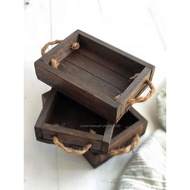 PROP Photoshoot Handmade Small Ori Rustic Wooden Tray 18 x 13 cm