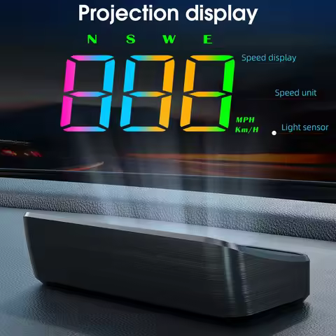 GPS Car Windshield HUD Projector Speedometer with HD Display Over Speed Alert Plug and Play KM/H MPH