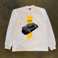 PORSCHE White Clothes, Heavy Cotton, 930 turbo Printed Sports Car Pattern, JDM Style Long-Sleeved T-