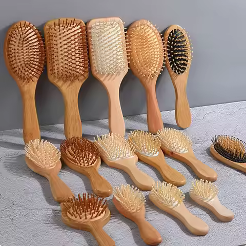 1Pc Wood Comb Professional Healthy Paddle Cushion Hair Loss Massage Brush Hairbrush Comb Scalp Hair 