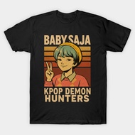 Vintage Baby Saja Kpop Demon Hunters Retro T-Shirt Authentic Cotton 1 Korean