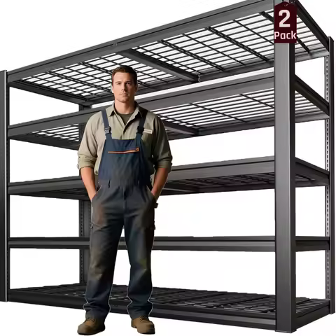 Heavy Duty Garage Shelving Units, 5-Tier Deep Storage Shelves,Black Metal Garage Shelves,Steel Shelf