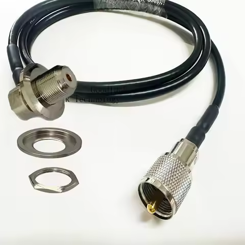 RG58 Coax Cable Long UHF PL259 Male to UHF SO239 Female Right Angle for Car Mobile Radio Antenna Coa