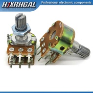 5PCS dual standing sound potentiometer B1K B2K B5K B10K B20K B50K B100K B500K B1M axis 15mm 6-pin WH
