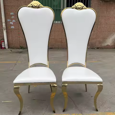 Stainless Steel Chair Household Titanium Stainless Steel Chair High Backrest Leather Chair Hotel Ban