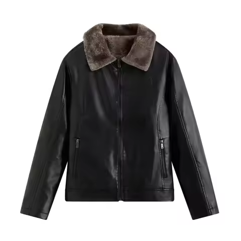 Men's Casual Leather Jacket Brand Camel Velvet British Style Black new Leather Jacket warm Leather J