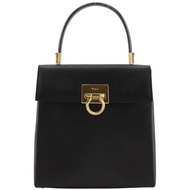 Salvatore Ferragamo Ferragamo Gancini 手提包 AQ-21 0160，黑色皮革，翻蓋托特包，女士 [二手]